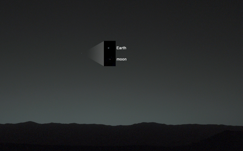Illustration for article titled Curiosity captures its first photo of Earth from the surface of Mars